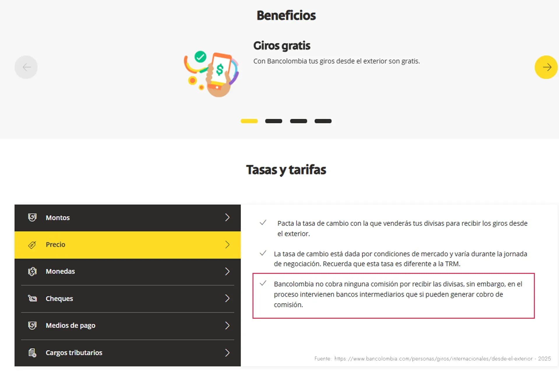 recibir giros internacionales bancolombia gratis airbnb